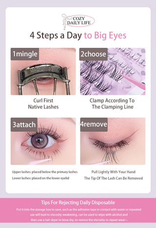 Flortte: Cozy Daily Life - Segmented Self-Adhesive Glue-Free False Eyelash