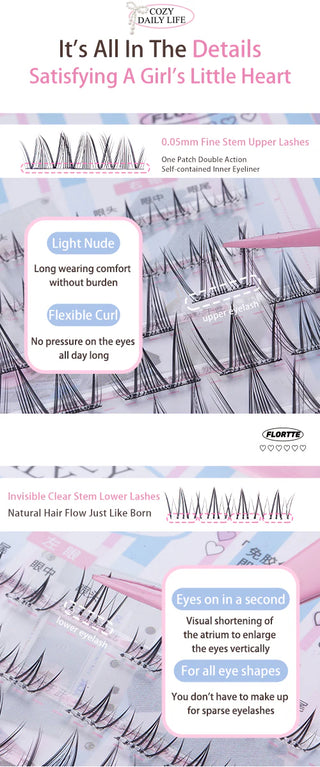 Flortte: Cozy Daily Life - Segmented Self-Adhesive Glue-Free False Eyelash