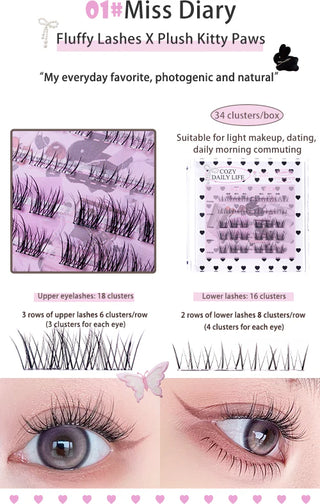 Flortte: Cozy Daily Life - Segmented Self-Adhesive Glue-Free False Eyelash