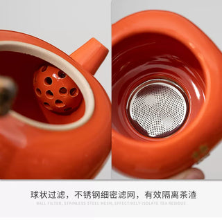 Persimmon Blessing: 9-piece Semi-Automatic Tea Set Gift Box