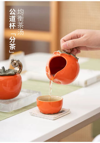 Persimmon Blessing: 9-piece Semi-Automatic Tea Set Gift Box