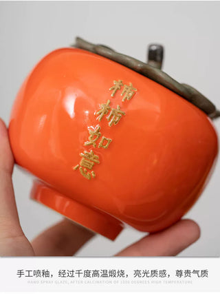 Persimmon Blessing: 9-piece Semi-Automatic Tea Set Gift Box