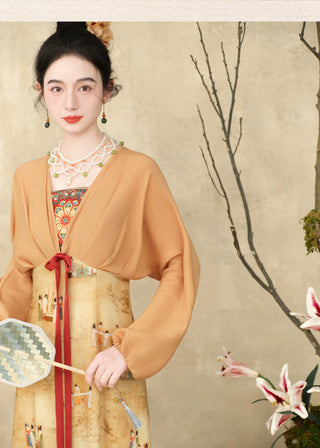 Modern Han-Style: Printed Embroidered Faux Two-Piece Dress - Dao Lian Tu (Medium Size)