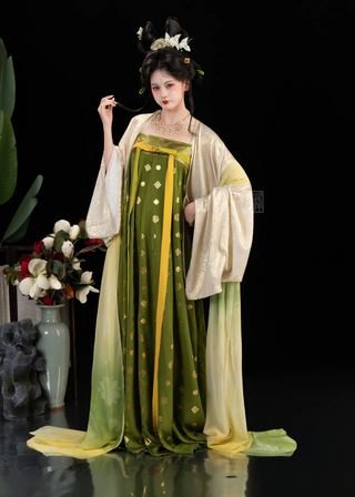 Tang Dynasty Qixiong Hanfu (Whole Set) - Qing Wu (M Size)